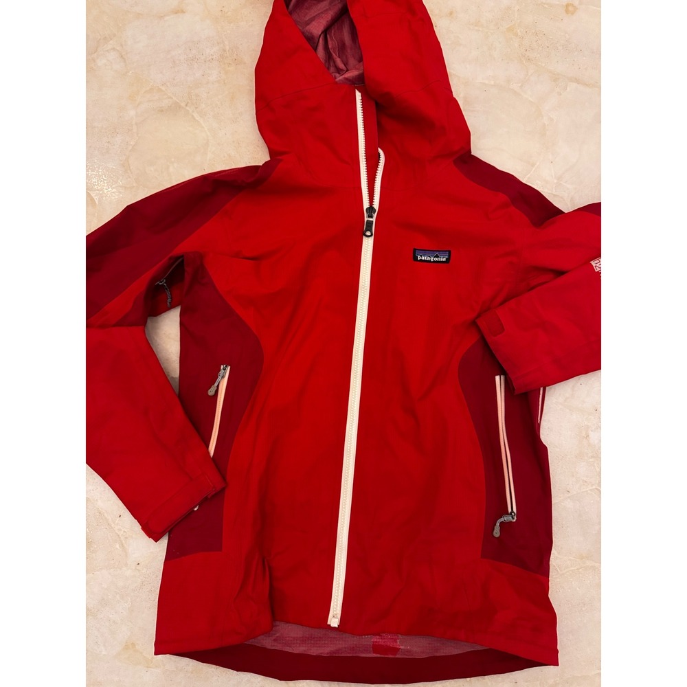Patagonia H2No Womens Red Waterproof Hooded Shell Jacket Size S (Delaminating)